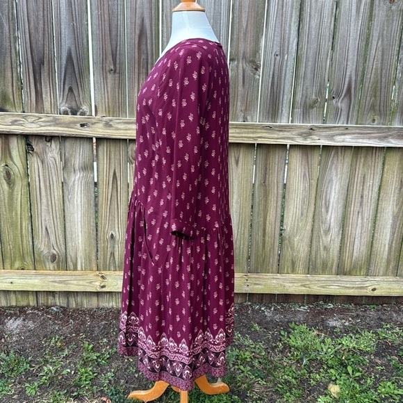 Garnet Hill Bohemian Pocket Midi, Pocket Silky Lined Dress, size 14 - Picture 3 of 7